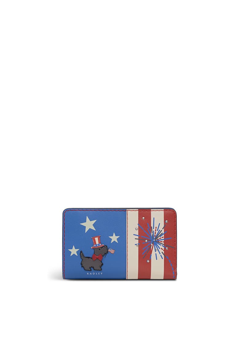 Fireworks And Stripes Medium Flapover Wallet, Main, color, Cobalt
