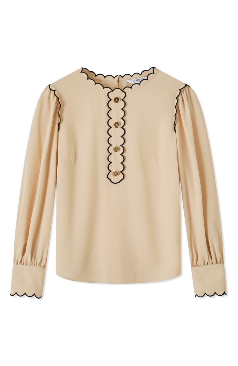 LK Bennett Jenny Scallop Top, Alternate, color, Ivory
