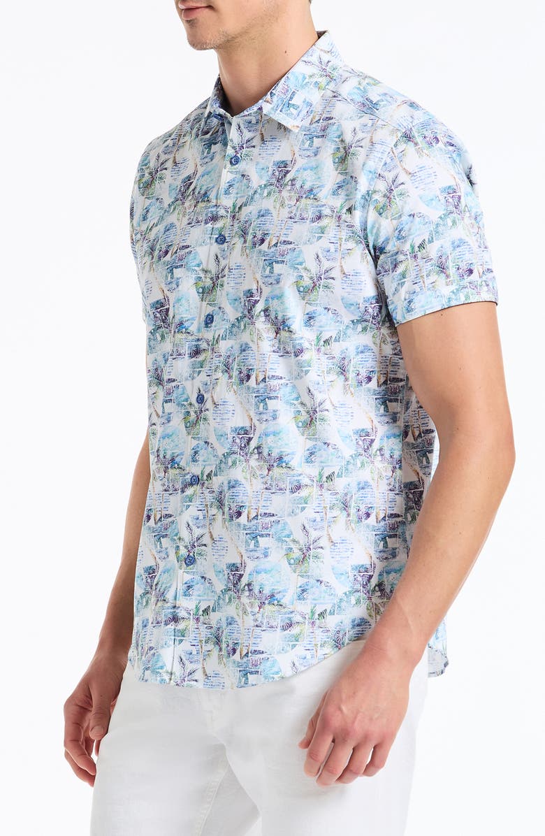 Robert Graham Short Sleeve Cotton Button-Up Shirt, Alternate, color, Blue Multi