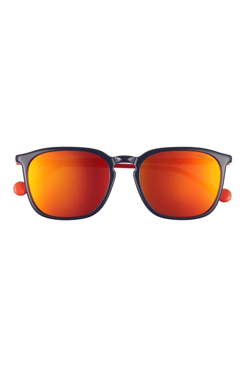 56mm Mirrored Square Sunglasses, Main, color, BLUE/ ORANGE/ ROVIEX MIRROR
