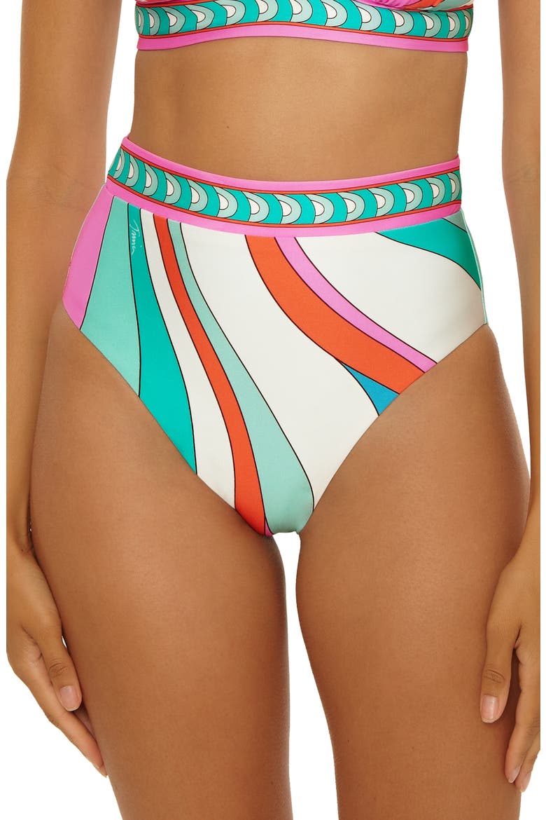 Apollo Reversible High Waist Bikini Bottoms, Main, color, AQUA MULTI