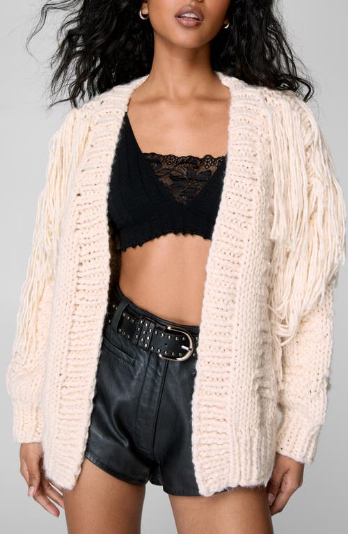 Nasty Gal Chunky Fringe Cardigan In Ecru