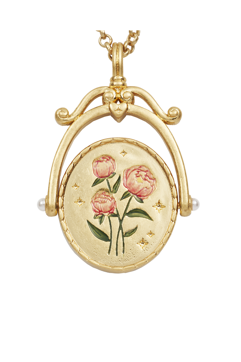 P Initial Peony Gold Spinner Chain Necklace, Alternate, color, Gold