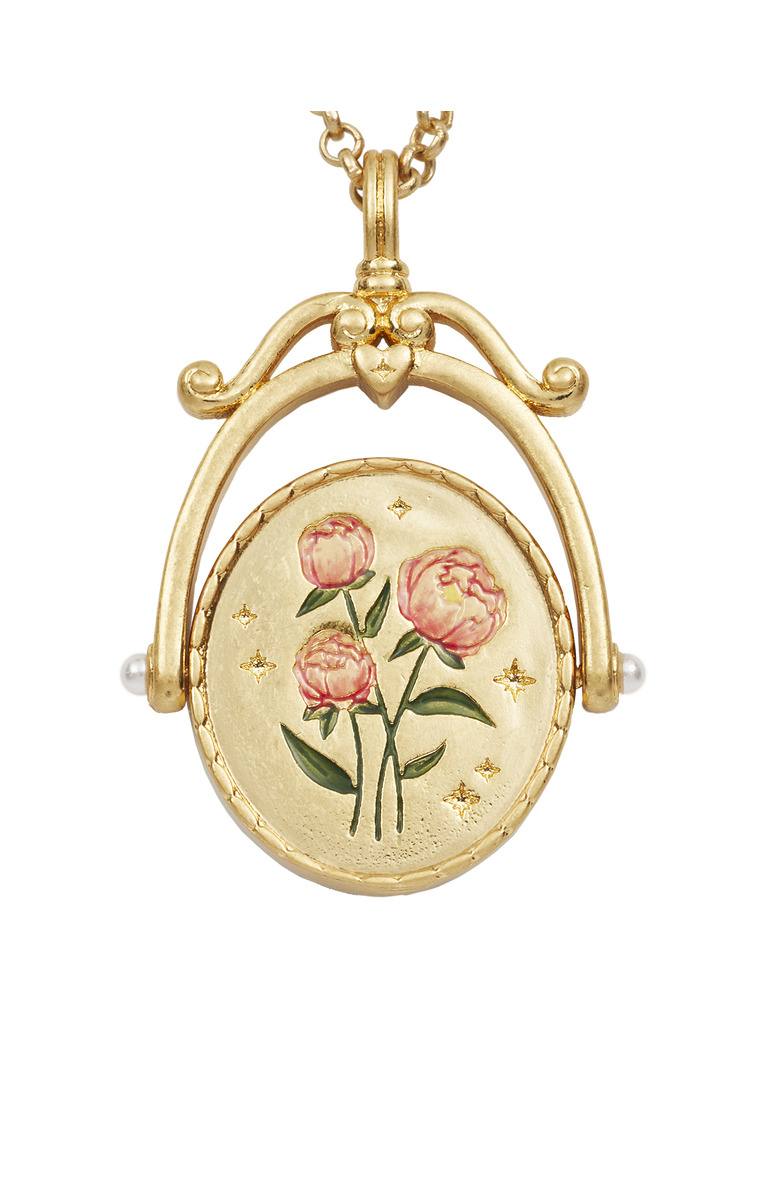 Fable England P Initial Peony Gold Spinner Chain Necklace, Alternate, color, Gold