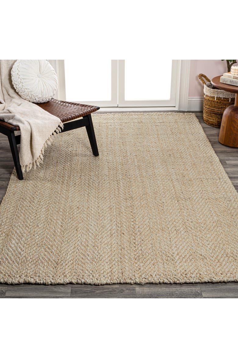 Espina Hand Woven Herringbone Chunky Jute Area Rug, Alternate, color, Ivory