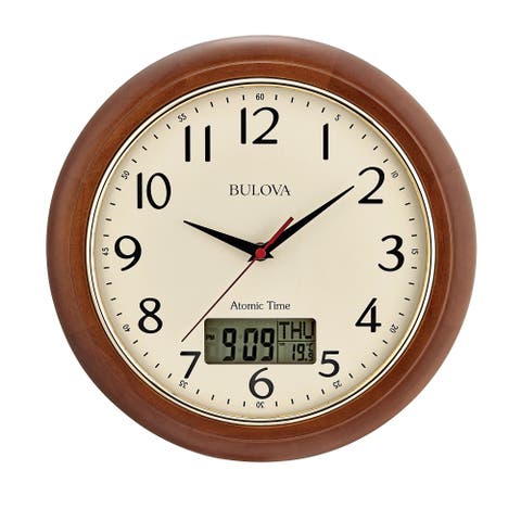 Dual Time Wood Wall Clock