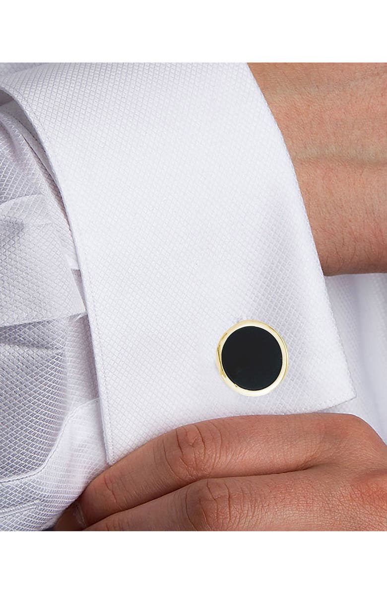 David Donahue Reversible Mother-of-Pearl & Onyx Cuff Link & Stud Set, Alternate, color, Gold