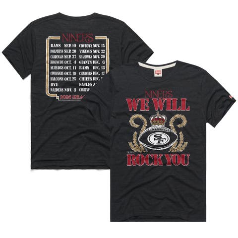 Unisex Homage Charcoal San Francisco 49ers 2026 NFL Schedule Queen Tri-Blend T-Shirt