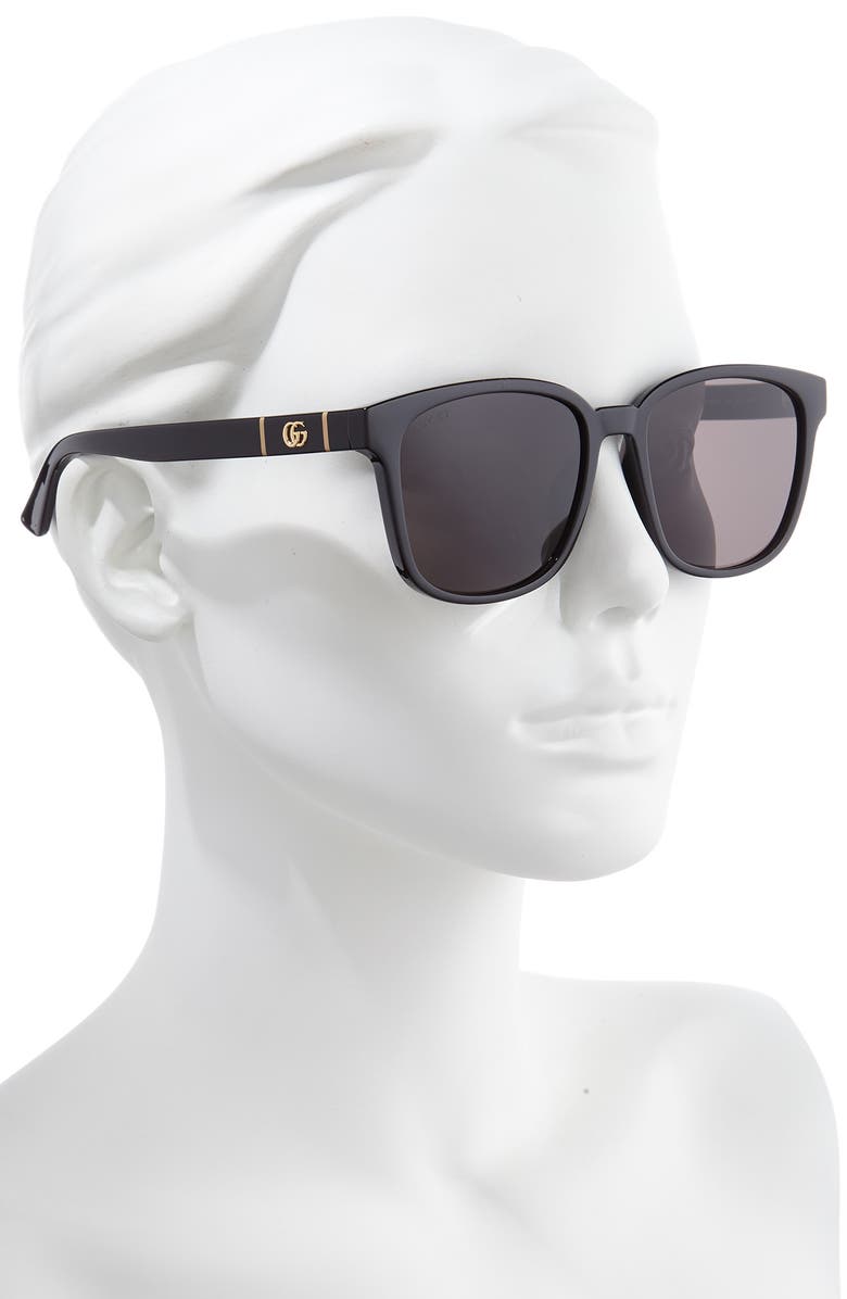 Gucci 56mm Square Sunglasses, Alternate, color, Black/ Grey