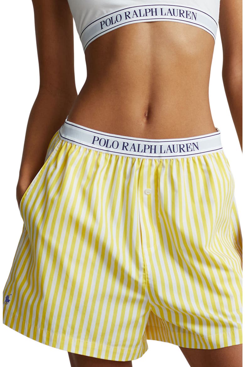Cotton Boxer Pajama Shorts, Main, color, YELLOW STRIPE