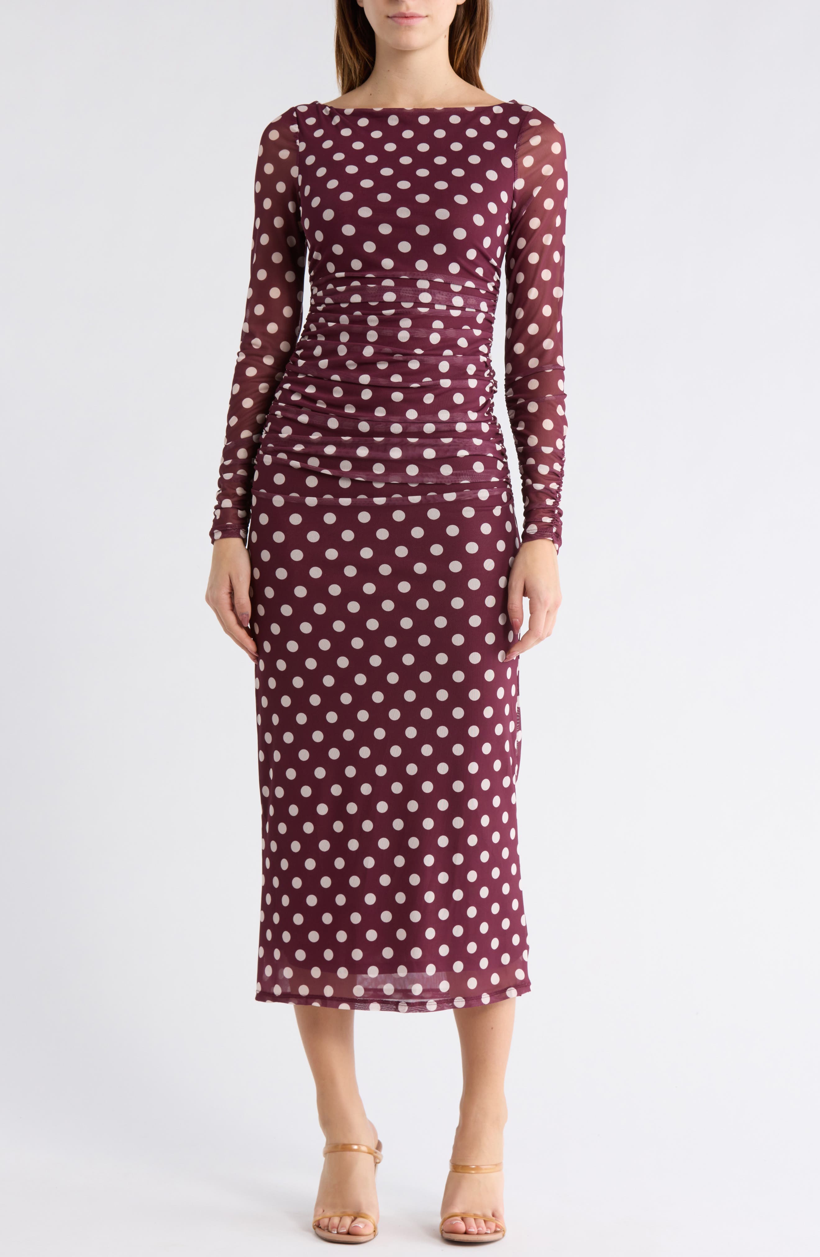 AFRM LOS ANGELES Wreneth Polka Dot Long Sleeve Dress