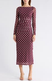 AFRM LOS ANGELES Wreneth Polka Dot Long Sleeve Dress