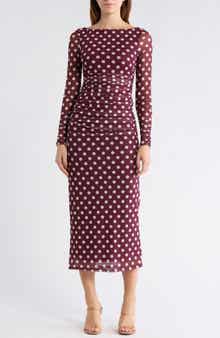 AFRM LOS ANGELES Wreneth Polka Dot Long Sleeve Dress
