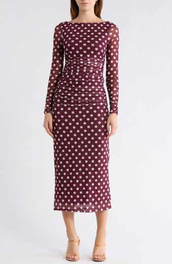 AFRM LOS ANGELES Wreneth Polka Dot Long Sleeve Dress