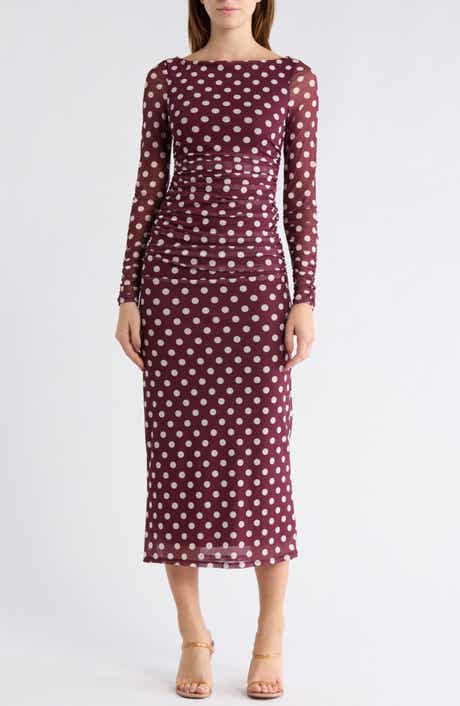 AFRM LOS ANGELES Wreneth Polka Dot Long Sleeve Dress