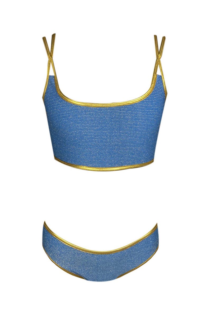 Kids' Cross Straps Two-Piece Bikini, Main, color, Blue