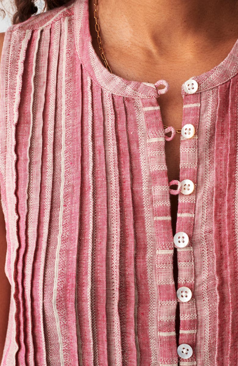 Faherty Isha Stripe Sleeveless Linen Blend Dress, Alternate, color,