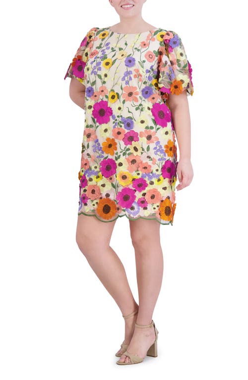 Eliza J Floral Puff Sleeve Cocktail Dress