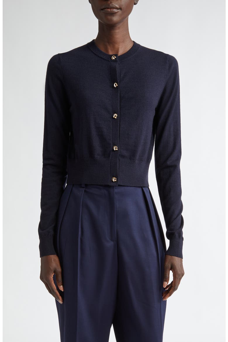Arlette Merino Wool Blend Cardigan, Main, color, 000400 NAVY