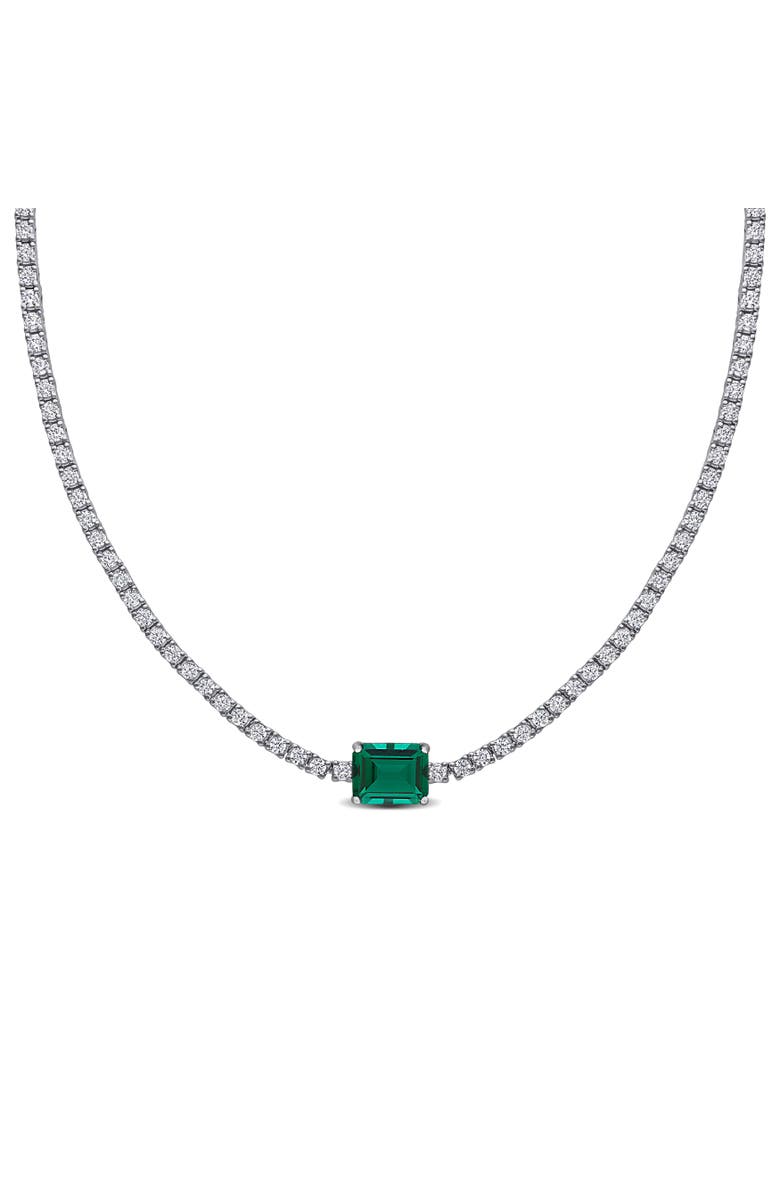 Julianna B. Lab-Created Emerald & White Sapphire Necklace, Main, color, Emerald