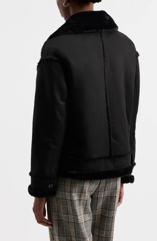 Nvlt Faux Fur Trim Faux Suede Biker Jacket In Multi