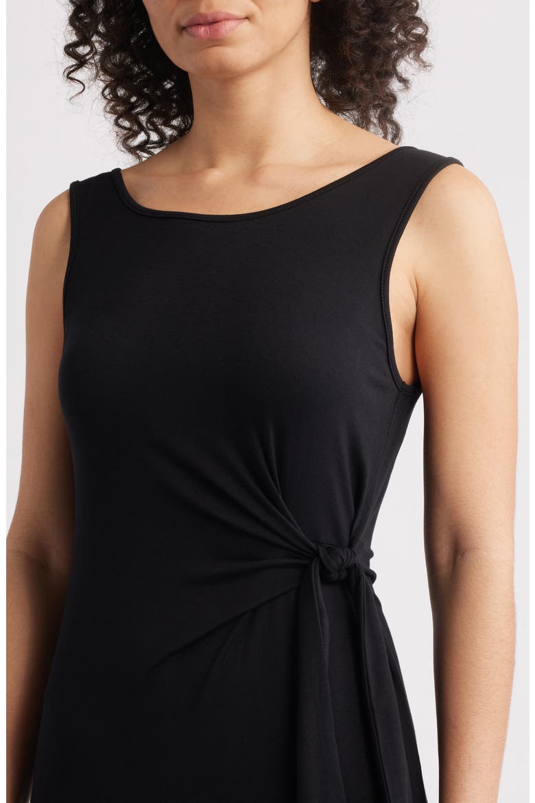 Side Tie Sleeveless Midi Dress, Alternate, color, BLACK