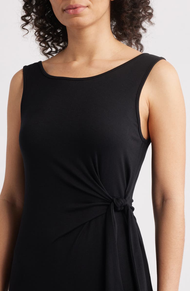 Loveappella Side Tie Sleeveless Midi Dress, Alternate, color, Black
