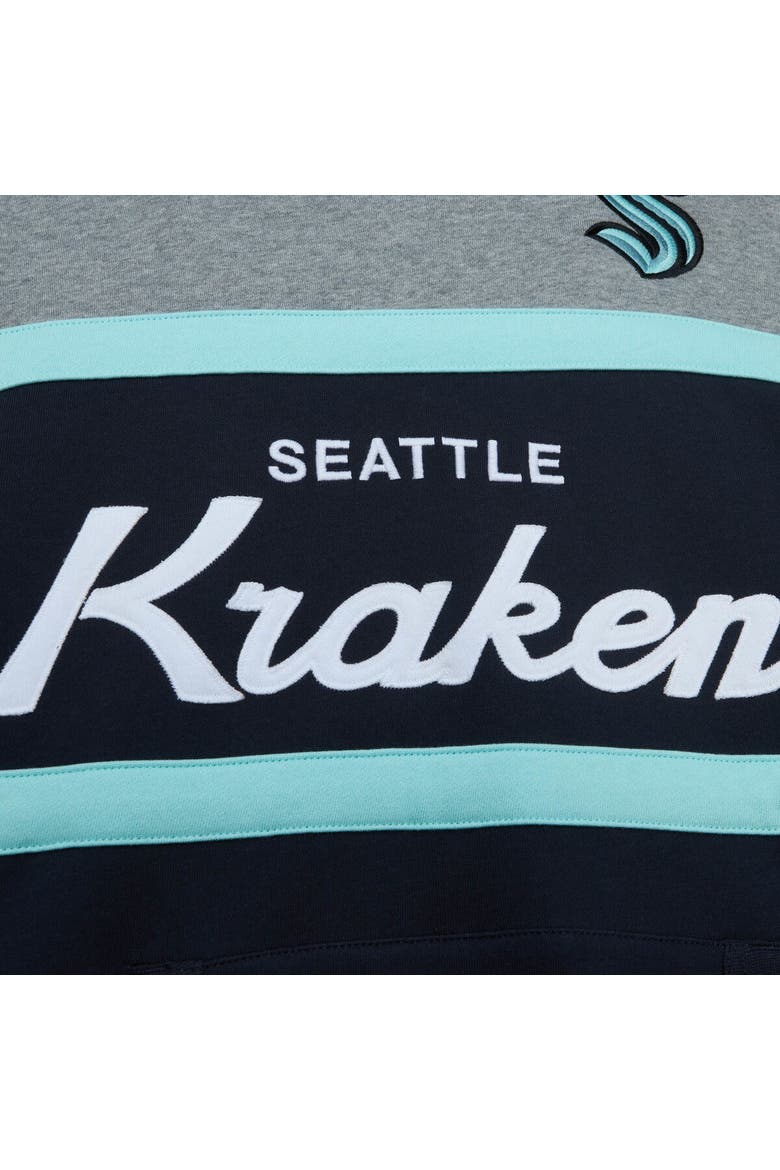 Men's Mitchell & Ness Deep Sea Blue/Gray Seattle Kraken Head Coach Pullover Hoodie, Alternate, color, Navy