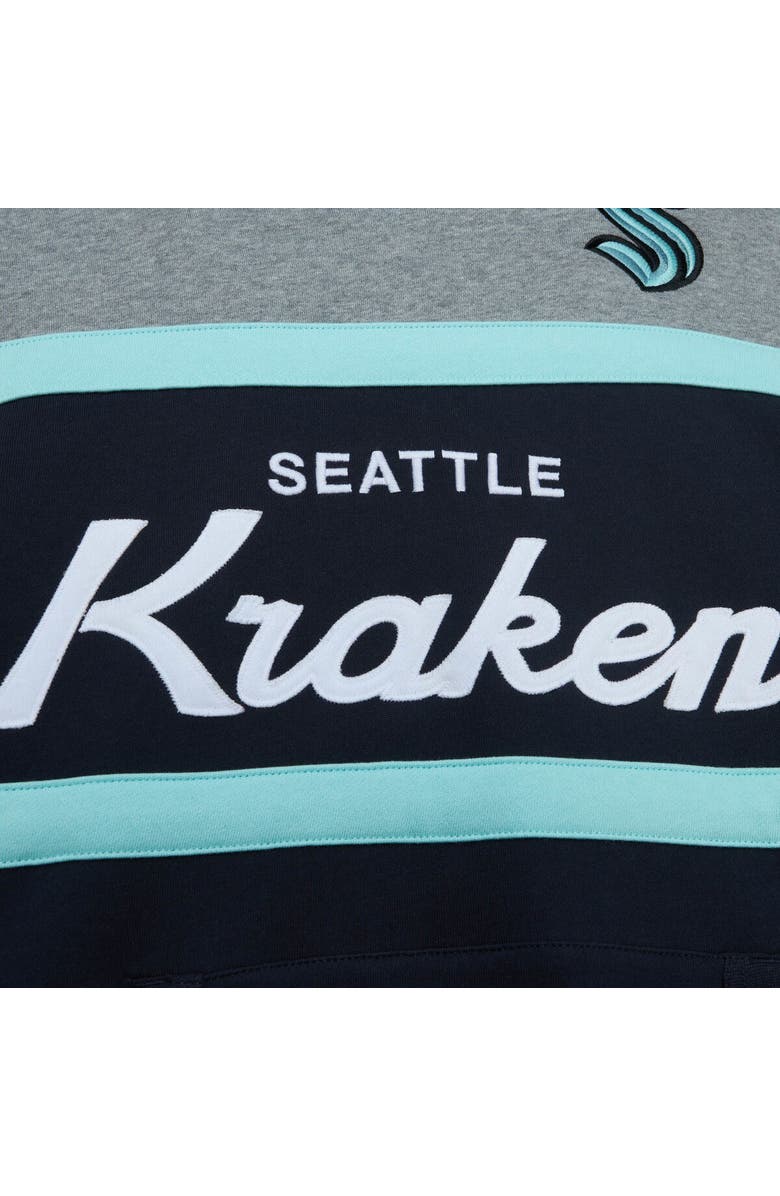 Mitchell & Ness Men's Mitchell & Ness Deep Sea Blue/Gray Seattle Kraken Head Coach Pullover Hoodie, Alternate, color, Navy