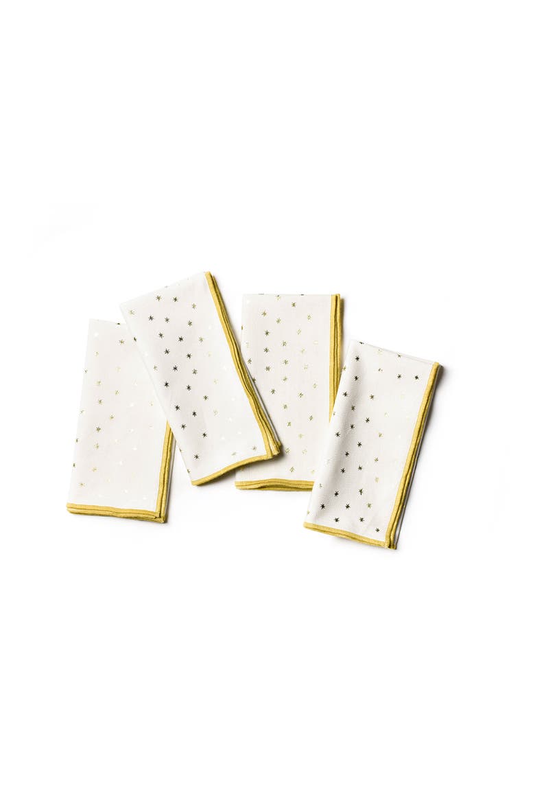 Gold Stars Napkin Set of 4, Main, color, Yellow