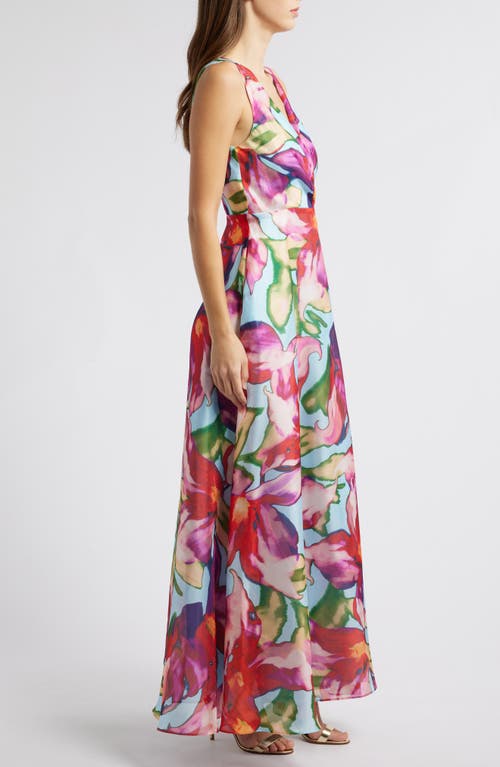Julia Jordan Floral Sleeveless A-line Gown In Pink Multi