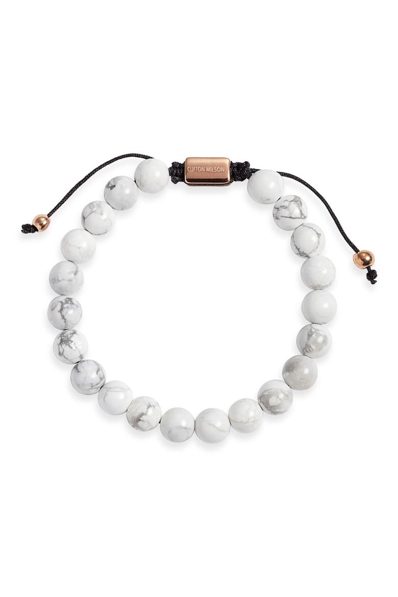 Men's Tiger's Eye Beaded Bracelet, Main, color, WHITE
