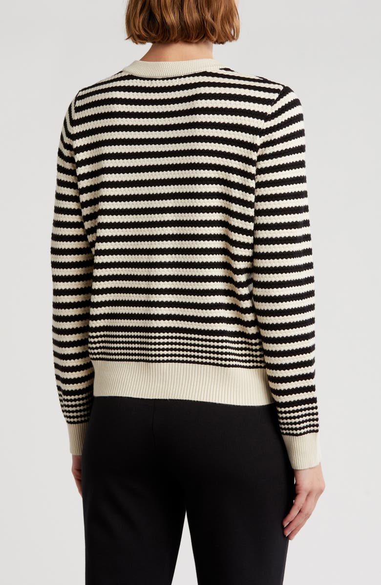 Adrianna Papell Lady-Like Stripe Sweater, Alternate, color, Cream/Black