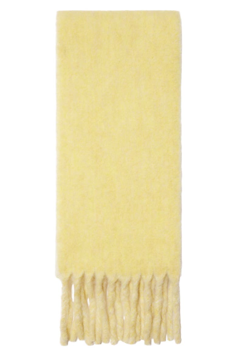 Logo Text Jacquard Reversible Alpaca & Wool Blend Fringe Scarf, Alternate, color, SANDSTONE