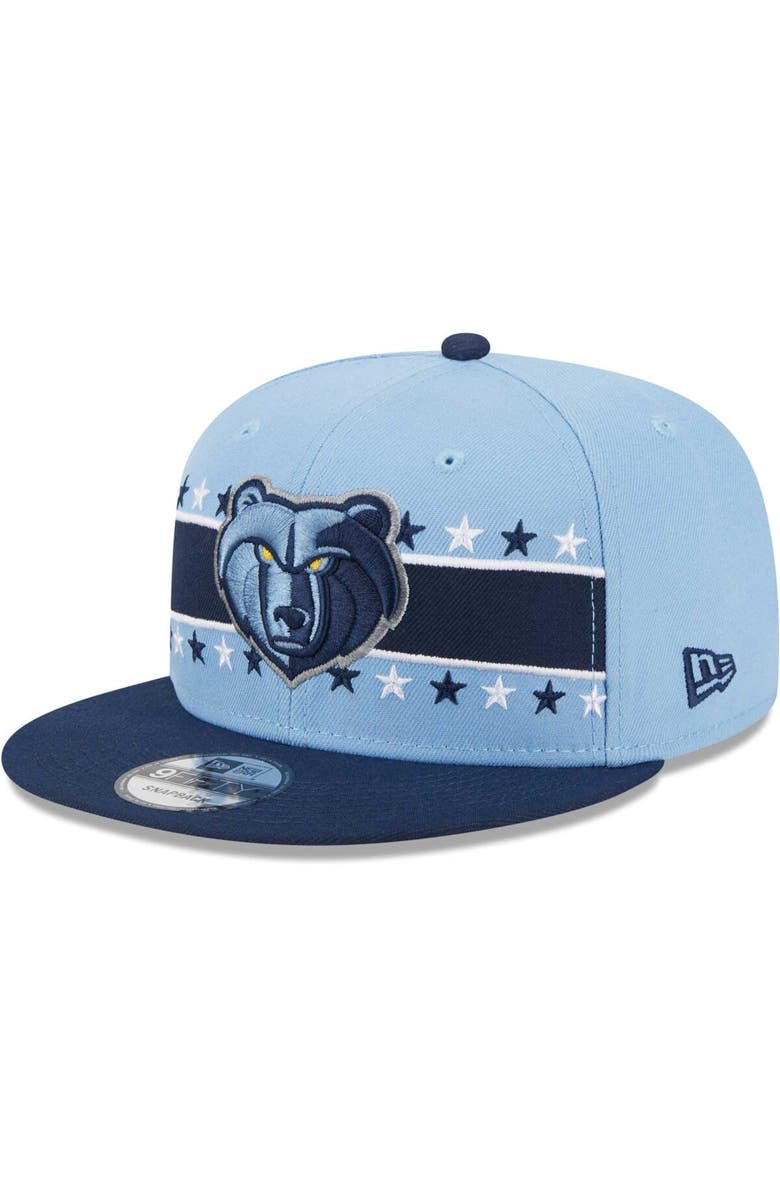 New Era Men's New Era Light Blue Memphis Grizzlies Banded Stars 9FIFTY Snapback Hat, Main, color, 