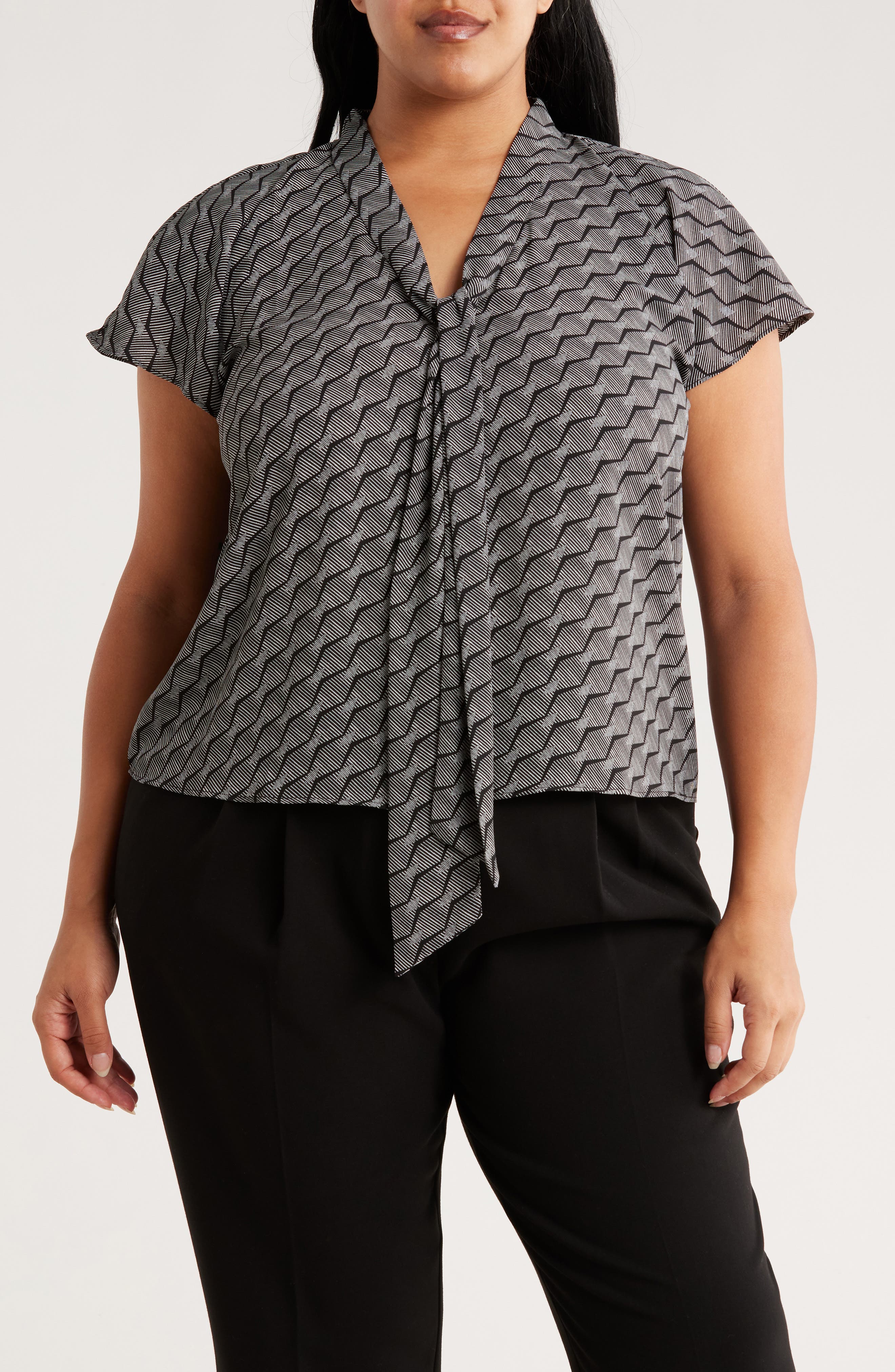 NORDSTROM RACK Tie Neck Flutter Sleeve Top