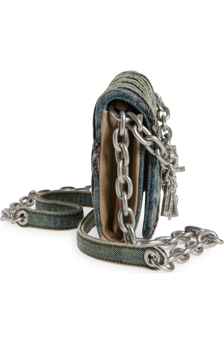 DIESEL<sup>®</sup> Charm-D Quilted Denim Wallet on a Chain, Alternate, color,