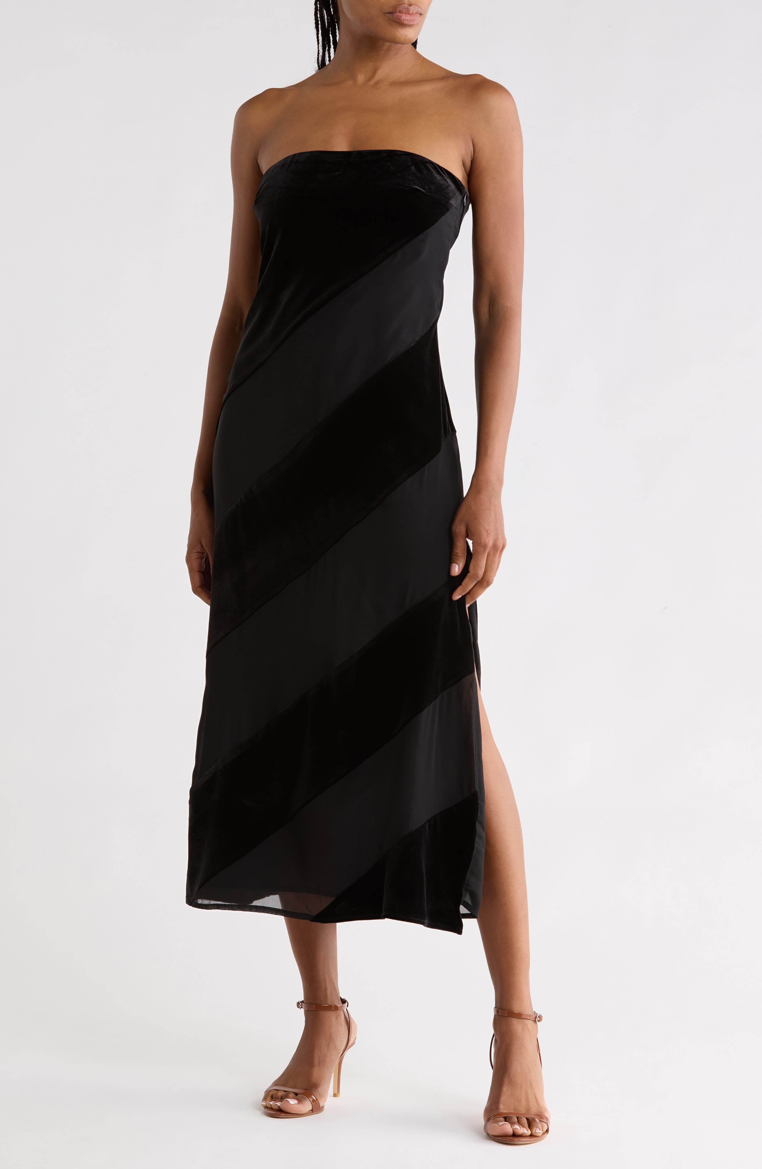 Surrey Strapless Velvet Midi Dress