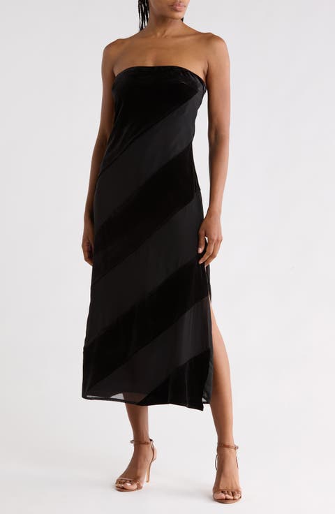 Surrey Strapless Velvet Midi Dress