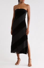 Lulus Surrey Strapless Velvet Midi Dress