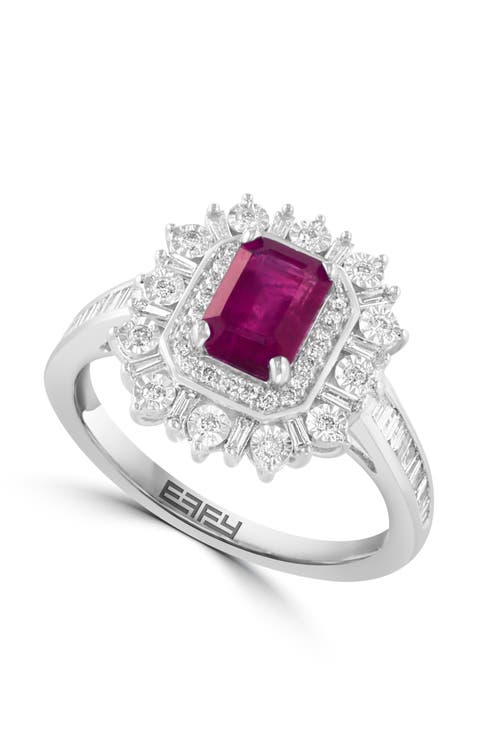 14K White Gold Ruby Majesty Diamond Ring