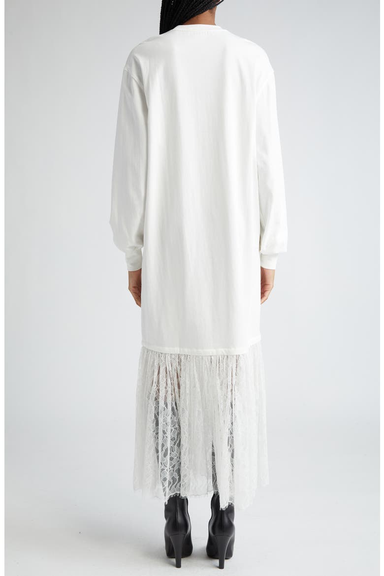 The Bobby Long Sleeve Lace Drop Waist T-Shirt Dress, Alternate, color, WHITE