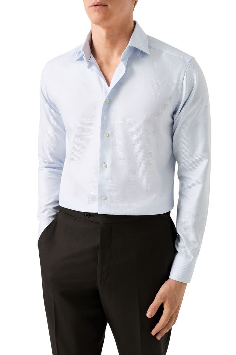 Slim Fit Textured Stripe Cotton Dress Shirt, Main, color, LIGHT BLUE
