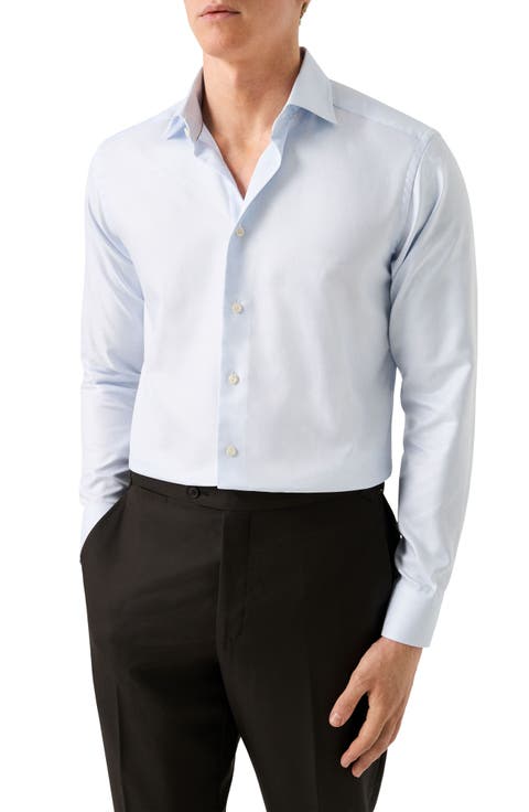 Slim Fit Textured Stripe Cotton Dress Shirt