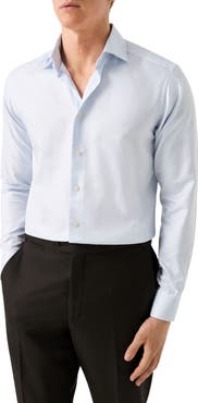 Eton Slim Fit Textured Stripe Cotton Dress Shirt