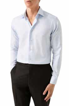 Eton Slim Fit Textured Stripe Cotton Dress Shirt