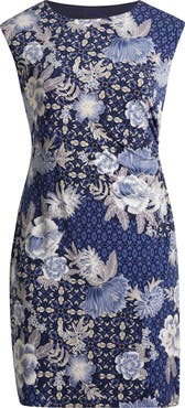 Connected Apparel Floral Sleeveless Side Panel Dress