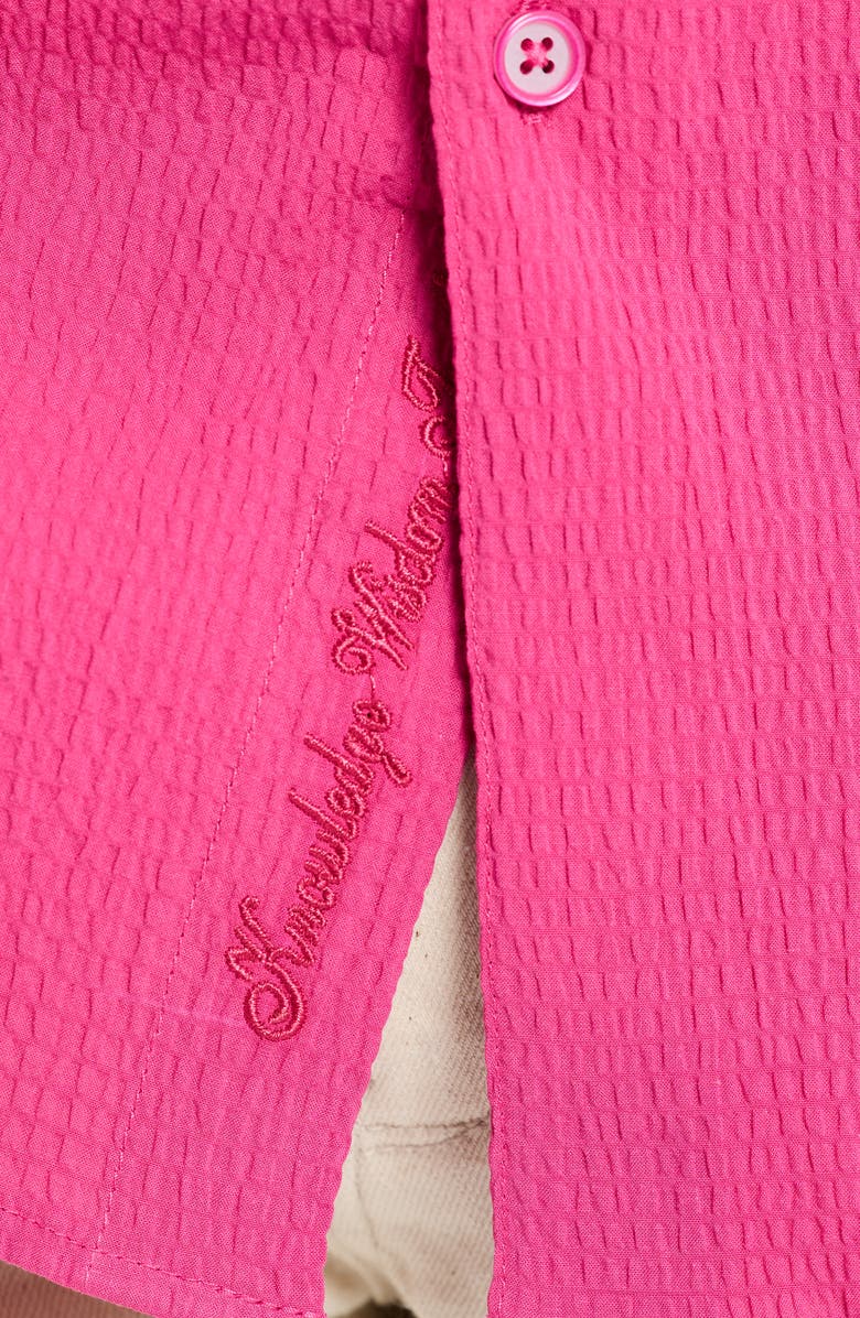 Robert Graham Piers Short Sleeve Seersucker Shirt, Alternate, color, Magenta