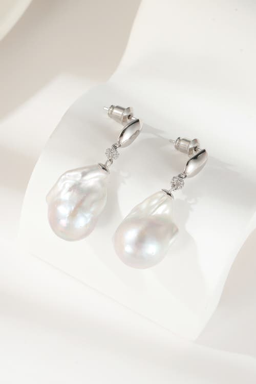 Classicharms Doris Freshwater Baroque Pearl Drop Earrings In Silver