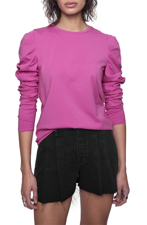 Janine Puff Shoulder Cotton Jersey Top
